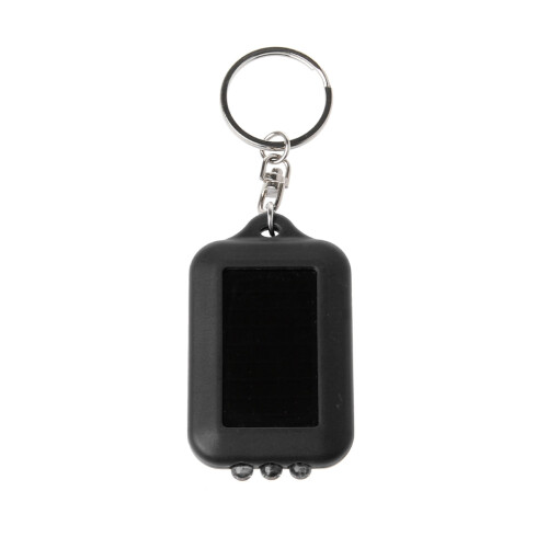 Portable Solar LED Torch Keyring Plastic Texture Suitable-Black