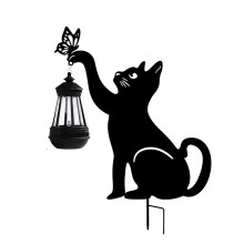 Die schwarze Cat-Bodenlampe für den Außenbereich sorgt für eine