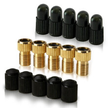 Fahrradventil Adapter Set: 5X Presta Ventile + 5X Schrader Ventile + 5X Messing Ventiladapter für Fahrrad, E-Bike, E-Scooter, MTB - Ventilkappen &