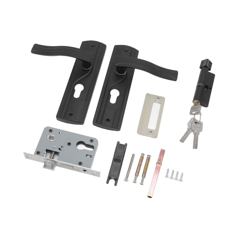 Entry Door Handle With Lock And Key, Silent Bearing Universal Door Lever Handle Set With Large Solid Knob, Manganese Steel Panel Premium Construction 9169997167439