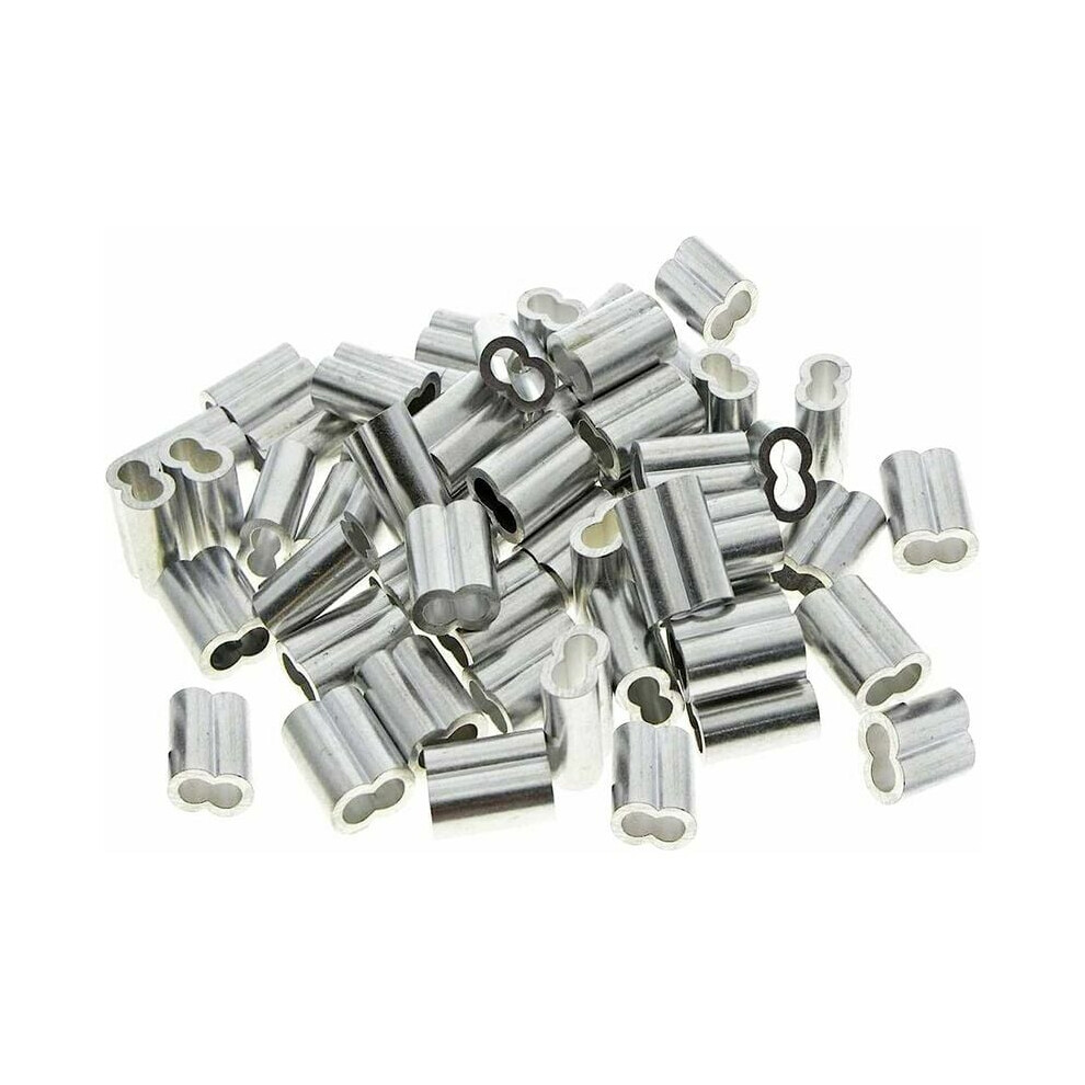 Silver Wire Rope Connector, Strong Cable, Tone, Aluminum Crimping Loop Sleeve, Fixing And Transporting, Economical Solution For Dog Leashes, Clothes