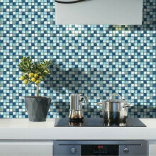 Mozaïekstijl tegelstickers, zelfklevende, hittebestendige, waterdichte vinyl muurstickers, verwijderbaar voor badkamer, keuken en