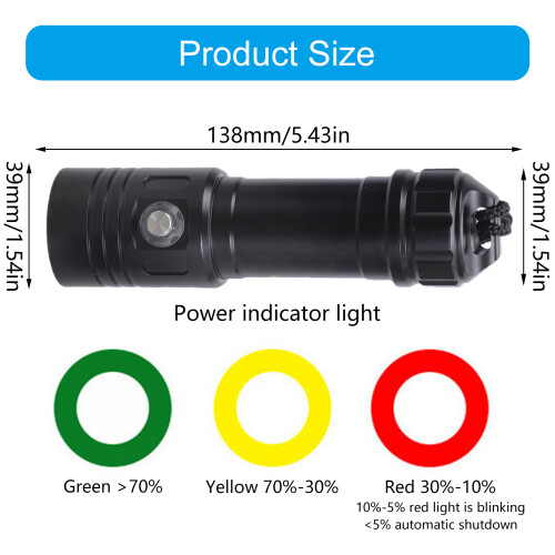 Scubas Diving Flashlight 1000LM Brightness Waterproof Underwater 2