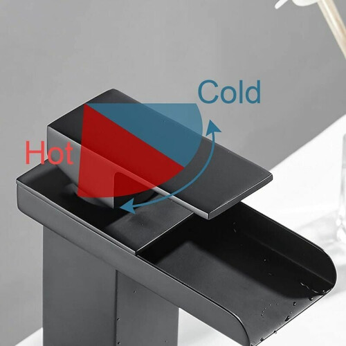Robinet de lavabo à commande unique, bec cascade, surface anti-traces de doigts, avec valve à disque céramique, solide 2