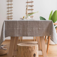 Cotton Linen Tablecloth, Washable Table Cover with Delicate Fringes, Suitable for Indoor Outdoor Use, Easy Cleaning with a Damp Cloth (135x180cm,
