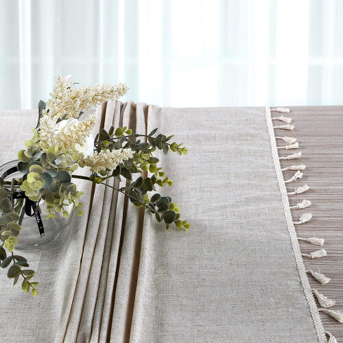Heavy Duty Rectangular Table Cloth, Elegant Pattern Cotton Linen Fabric for Indoor Outdoor Use, Waterproof Dust-proof Material Enhances Table 2