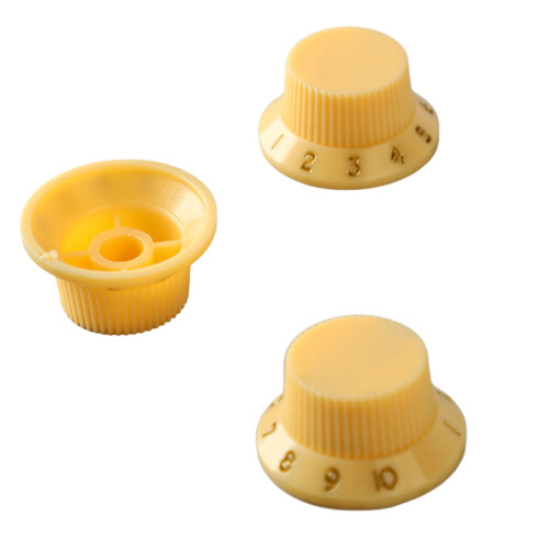 3PCS Yellow Plastic Rotary Guitar Knobs for Tone & Volume Control