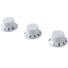 3PCS Plastic Rotary Guitar Knobs Tone Volume Control White Black Lettering