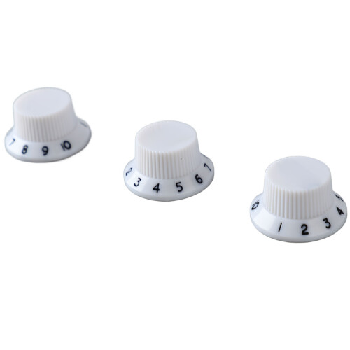 3PCS Plastic Rotary Guitar Knobs Tone Volume Control White Black Lettering
