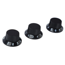 Durable Black Replacement Knobs for Guitar/Bass with White Lettering