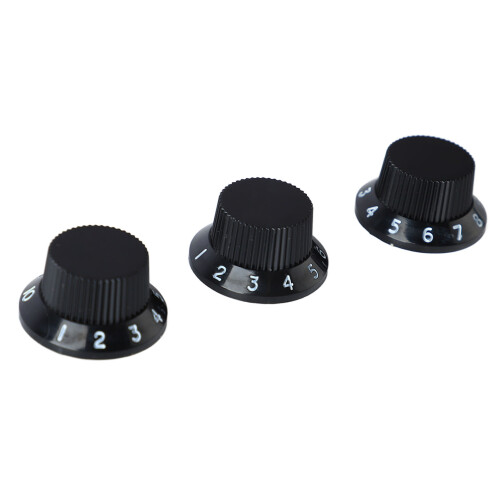 Durable Black Replacement Knobs for Guitar/Bass with White Lettering