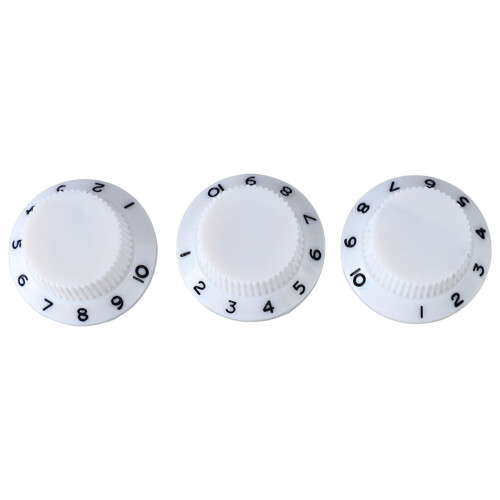 3PCS Plastic Rotary Guitar Knobs Tone Volume Control White Black Lettering 2