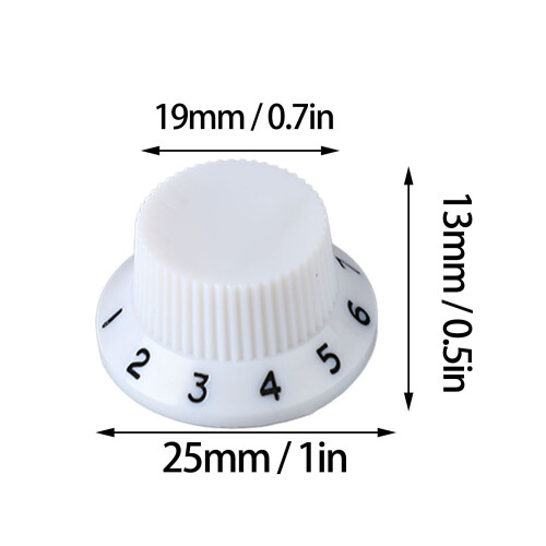 3PCS Plastic Rotary Guitar Knobs Tone Volume Control White Black Lettering 1