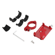 Suporte universal ajustável para celular em liga de alumínio para guidão de bicicleta, com rotação de 360 graus e proteção antiderrapante.