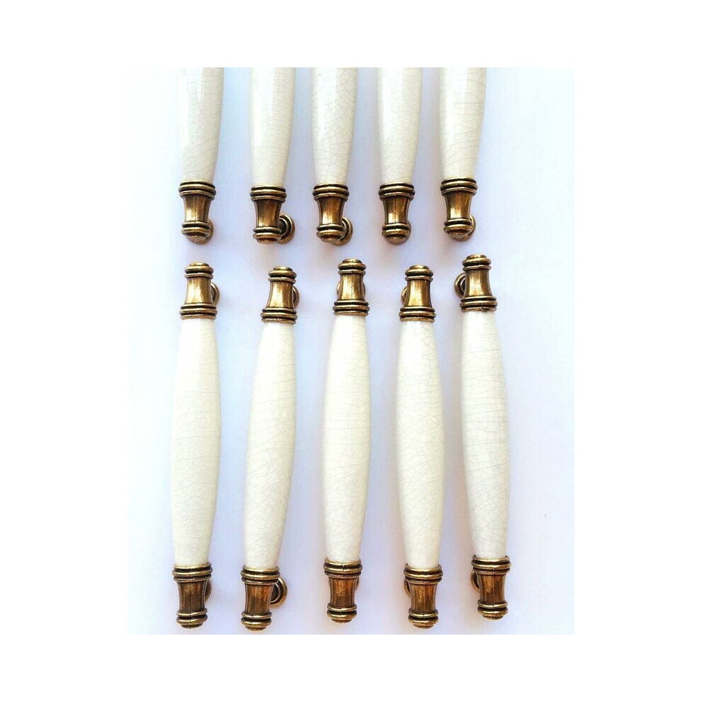 Ceramic Drawer Pull, Antique Bronze Dresser Pull For Kitchen Cabinet Knobs, European Modern Style Durable Simple Elegant Design, White Crackle 9169997167910
