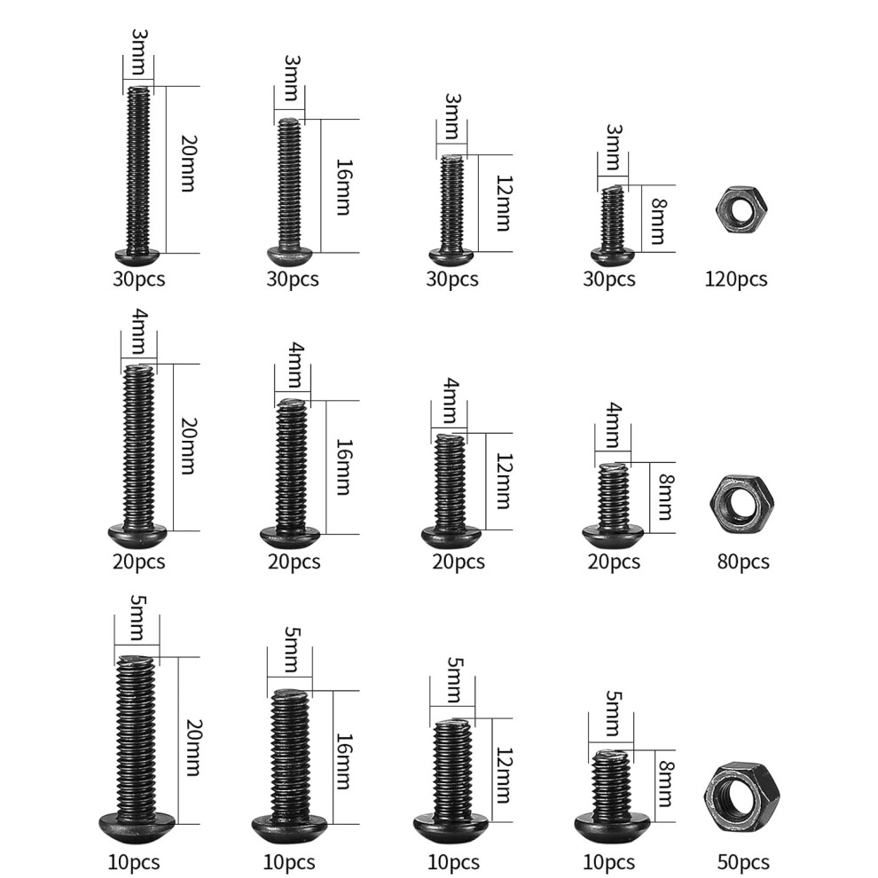 Hex Socket Flat Head Machine Screws, Alloy Steel Metric Bolt Assortment, Anti-Rust Carbon Steel Nuts & Bolts, Flat Head Phillips Countersunk For 9169997168405