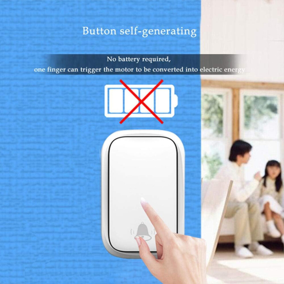 Self-Powered Doorbell, No Battery Required For Transmitter, 3 Units Transmitter & 2 Receiver Units, 200M Wireless Range, Digital Circuit Design 9169997168412
