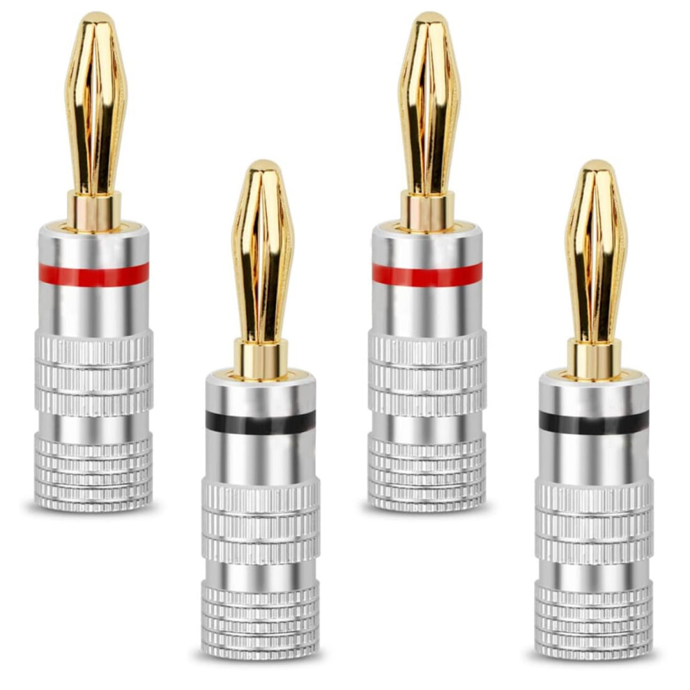 Audio Connector, Banana Plugs For Home Theater And Surround Sound Systems, Easy Installation And Color Coded Sleeves Ensuring Proper Polarity For 9340959541959