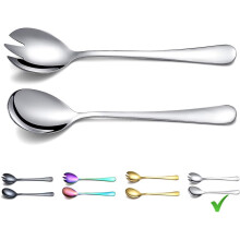 Conjunto para servir salada com acabamento premium, talheres de aço inoxidável polido espelhado para uma experiência gastronômica elegante,