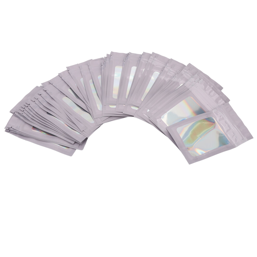 Scent Proof Mylar Bags, Holographic Design For Small Business Candy, Jewelry, And Cosmetics Storage, Reusable Packaging With Clear Window (100Pcs)