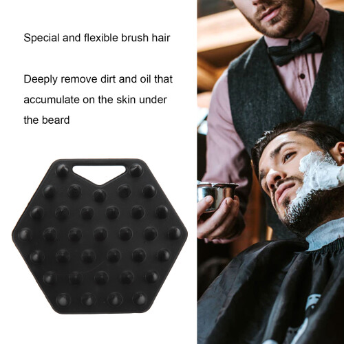 Beard and Facial Deep Cleansing Brush Soft Silicone Black Includes Suction Cup 2