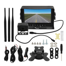 Digital Wireless Backup Camera System, HD 720P Night Vision Waterproof Rear View Camera With Split Monitor Auto Dimming LCD Display For Truck Trailer