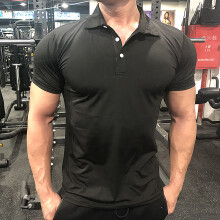 (P34-1 black, XXXL) Summer Men Polo T-shirt Gym Running Training Fitness Bodybuilding Casual Sport Top Quality Cotton Short Sleeve