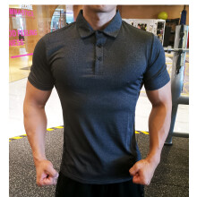 (P34-6 black, XS(old)) Summer Men Polo T-shirt Gym Running Training Fitness Bodybuilding Casual Sport Top Quality Cotton Short Sleeve