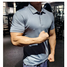 (P34-8 Light grey, XXL) Summer Men Polo T-shirt Gym Running Training Fitness Bodybuilding Casual Sport Top Quality Cotton Short Sleeve