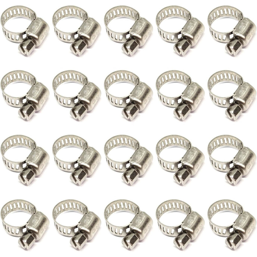 Secure Sealing Set, Adjustable Worm Gear Hose Clamp For Automotive, Pipe, Radiator Plumbing And Fuel Line, (Width Of Clip Band 8Mm) Silver 9405630015225
