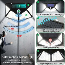 Solar Lights, Super Bright Outdoor Lighting With Three Lighting Modes And Sensitive Pir Motion Sensor For Wide Coverage In Garden, Terrace, Garage (4