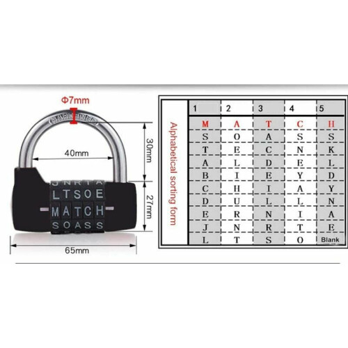 Combination Lock With 5-Letter Code, Customizable Security Code, Durable Zinc Alloy And Steel For Multi-Use (Secure Combination Lock) 2