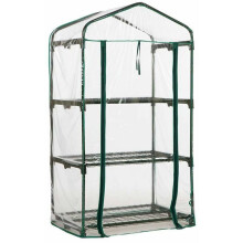 Compacte kas voor tuinieren, duurzaam stalen frame, roestbestendig mini-kweekhuis met UV-beschermende, transparante PVC-stofhoes, draagbare kas.