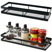Enduring Metal Material Spice Rack, Wall Mount Floating Shelves With 3-Tier Stepped Design For Kitchen And Bathroom, Space-saving Design (Black)