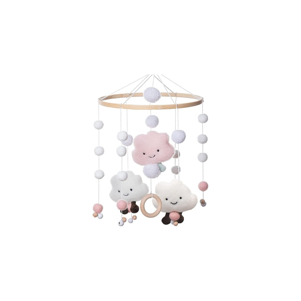 Baby Crib Mobiles With Adjustable Holder, Wooden Wool Beads For Cloud Design Room Decoration, Cot Bed Bell And Wind Chimes (Multicolor)