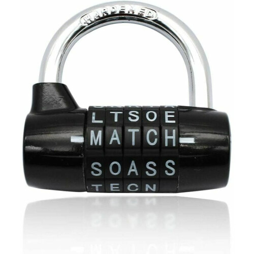 Combination Lock With 5-Letter Code, Customizable Security Code, Durable Zinc Alloy And Steel For Multi-Use (Secure Combination Lock)