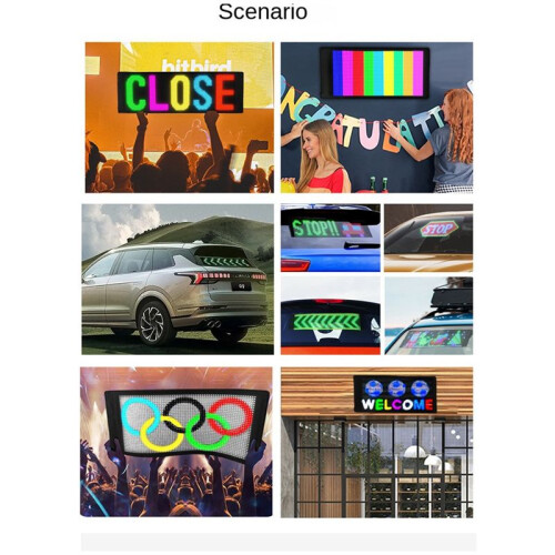 Car LED Screen Signage Flexible Display Scrolling Information Advertising Light Board Rear Window Animation Panel,B 1