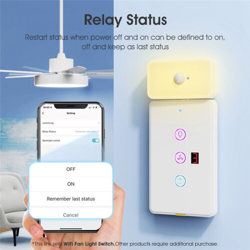 Tuya  WiFi Fan Light  Touch Wall Panel Voice Timer Control APP Remote Control Work for Alexa  Home A 2