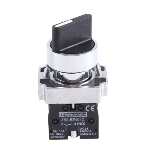 22mm Latching 2 NO 3-Position Rotary Selector Select  ZB2-BE101C Black