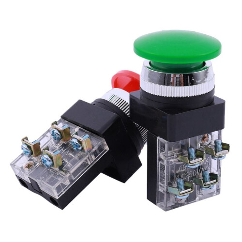 4X Red Green AC 250V 6A DPST Momentary Mushroom  Push Button 1