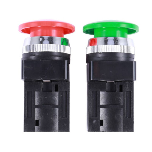 4X Red Green AC 250V 6A DPST Momentary Mushroom  Push Button 2