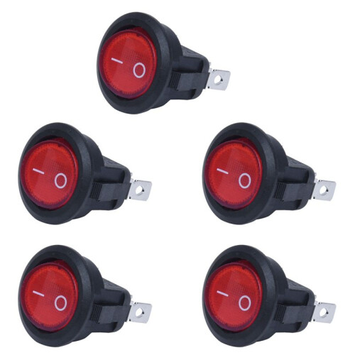 5X Rocker  Bipolar  OFF Red 3 Pins 220V