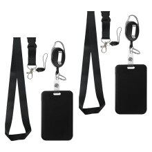 2 ensembles de porte-Badges, bobine rétractable, Clip de-Noir