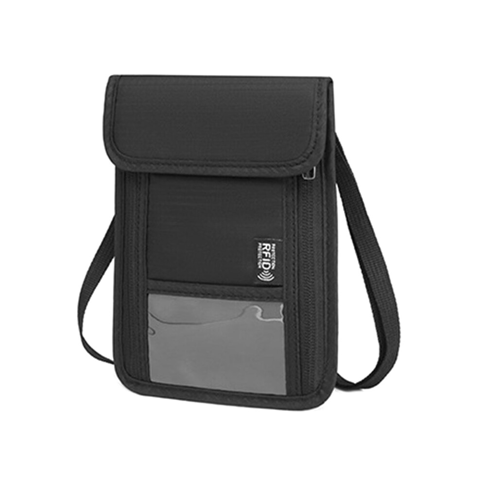 Black Travel Supply Neck Wallet With Rfids Blocking Passport