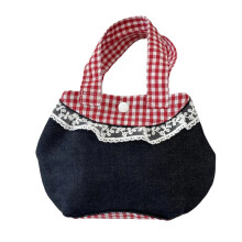 Korean Style Sweet Lace Trim Top Handle Bag Unique-Blue black