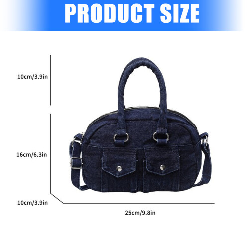 Retro Jeans-schoudertas Multi Pocket Design-Lichtblauw 2