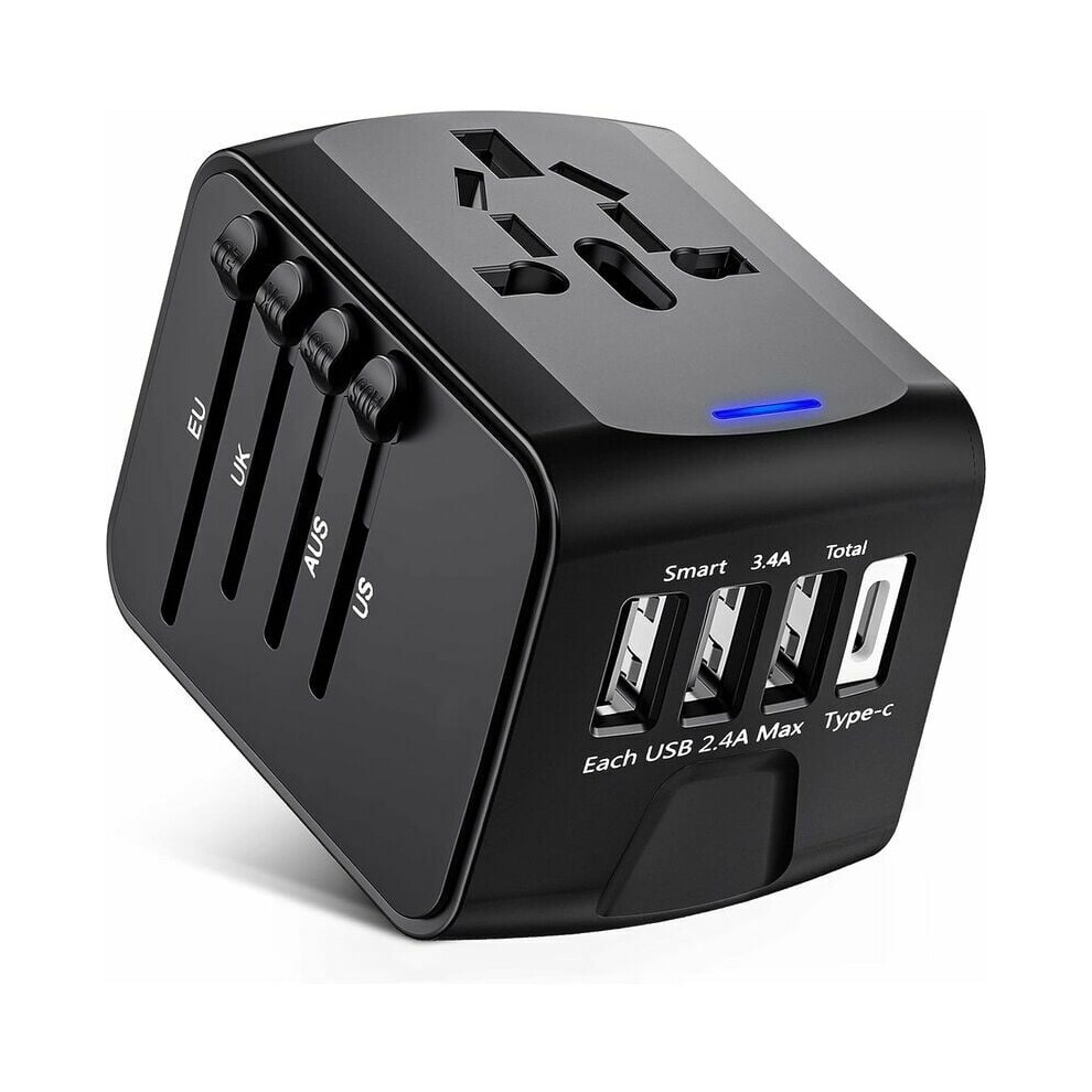Worldwide Ac Outlet Adapter, Universal Travel Charger With 3.4A Usb C And 2.4A Usb A Ports, Multi-Country Compatibility For Usa Europe Asia, 6.3A Max 9405630279979