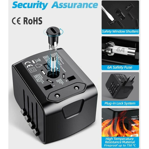 Φορτιστής πολλαπλών συσκευών, Universal Travel Adapter για περισσότερες από 200 χώρες, θύρες 2