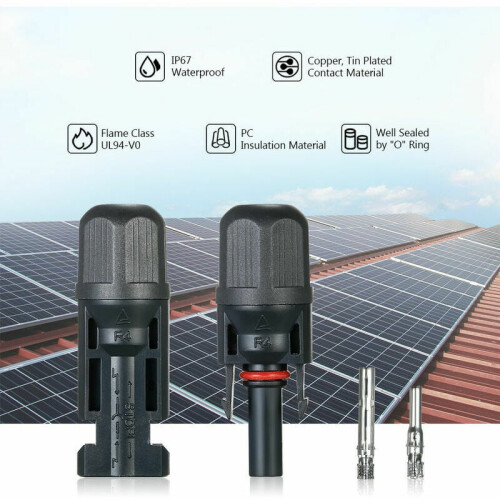 Solar Panel Connector Assemblage, IP67 Waterproof & Dustproof, Tin-Plated Copper for Solid Connections & UV Endurance 2