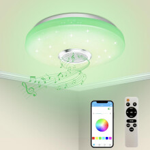 Lampă de tavan economică, lumină LED reglabilă de 36W cu difuzor Bluetooth, control prin aplicație pentru bucătărie, dormitor, baie, living,